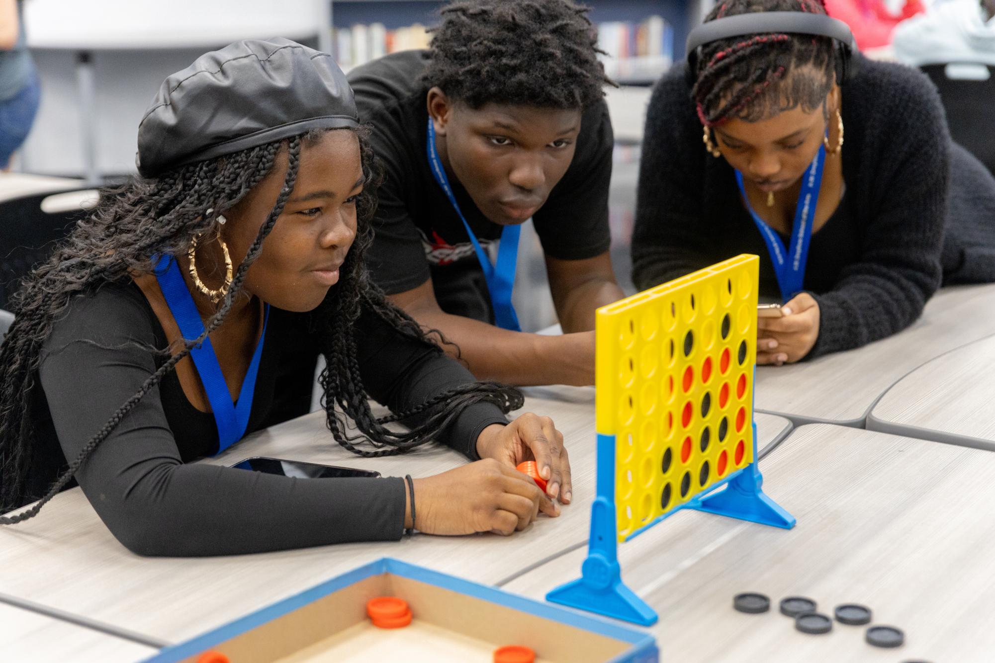 Eyeing the grid, dance freshman Jernique Brown plays Connect Four, waiting for her opponent to play their next turn. “My favorite game has to be Connect Four,” Brown said. “I used to play it when I was younger, and my mom would give it (the Connect Four game) to me for every birthday I had.”
