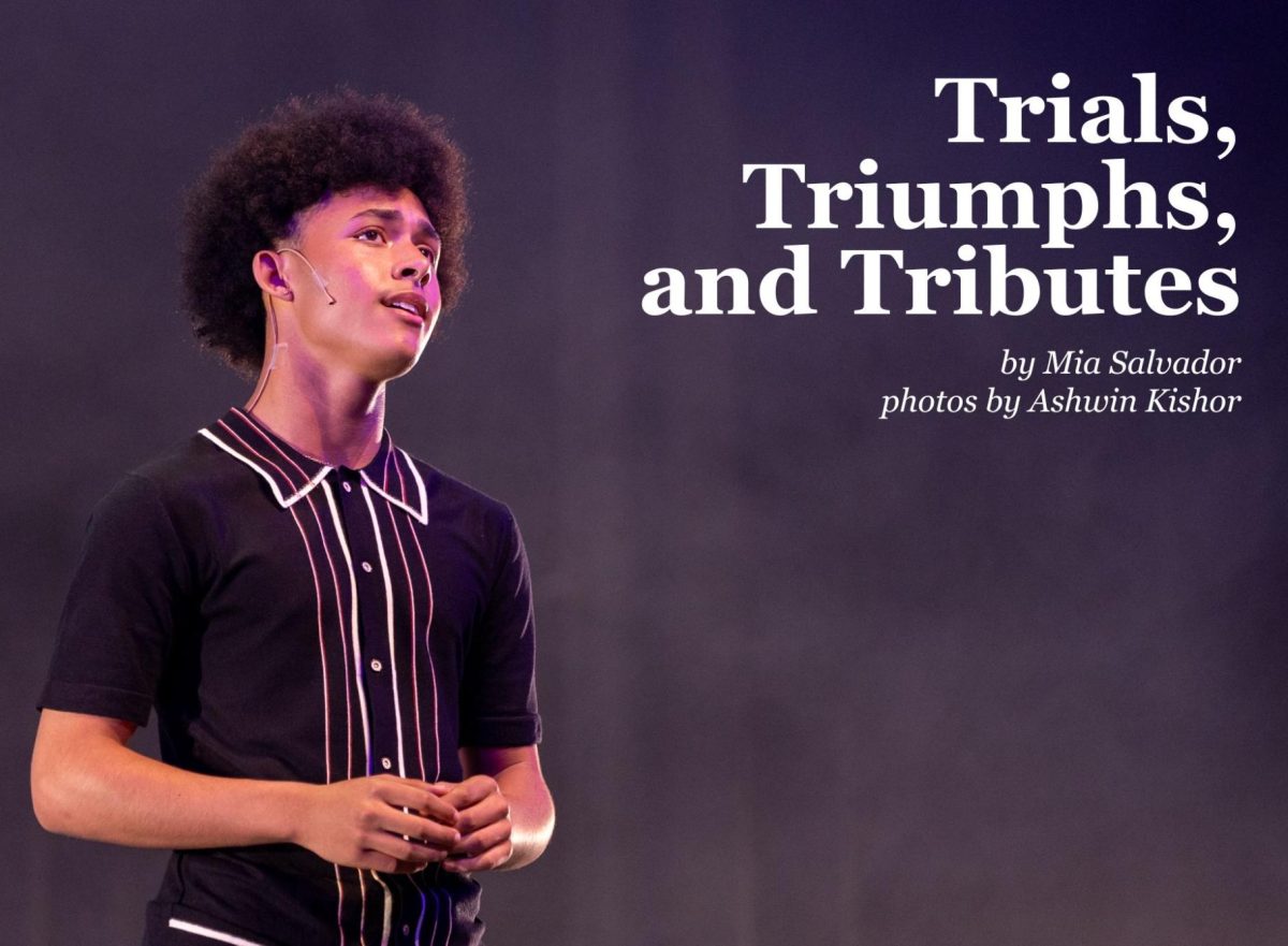 Looking out into the crowd, theatre freshman Devin Jackson sings "I Know Where I've Been" from the musical “Hairspray” during the 2025 biannual Black Student Union (BSU) showcase. This year’s showcase theme was “Roots and Rhythms: The Story of Us” and included theatre monologues, traditional dances, and culturally significant songs to commemorate the beginning of Black History Month.